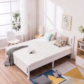 Queen Single Bunk Bed Painted + Melamine Veneer & Pine + MDF Bed Frame Vertical Striped Decorative Bed Frame 63.78*83.46*37.8in White (Option: default title)