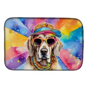 Weimaraner Hippie Dawg Dish Drying Mat Absorbent Dish Drying Mat Pad for Kitchen Counter Dish Drainer Mat for Countertop, 14 x 21", Multicolor (Option: default)