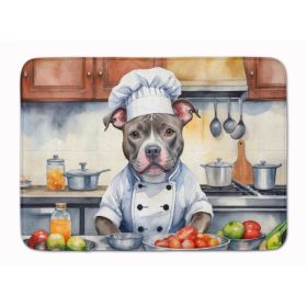 Pit Bull Terrier The Chef Memory Foam Kitchen Mat Machine Washable Anti-Fatigue Mat Cushion Comfort Bath Mat or Kitchen Rug (Option: default)
