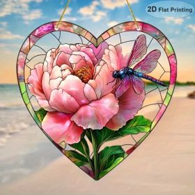 CIFbuy Beautiful Flower and Dragonfly Light Catcher Acrylic Window Hanging Decoration Garden Ornament Holiday Gift (TikTok, temu pick-up service) (Option: default title)