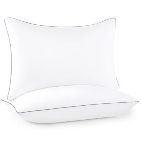 Pillows Standard And Full Size, Hotel Collection Bed Pillows For Side, Back, And Stomach Sleepers, Fluffy And Supportive, Down Alternative Microf (Option: 2pc Gray Queen 18x 28in)